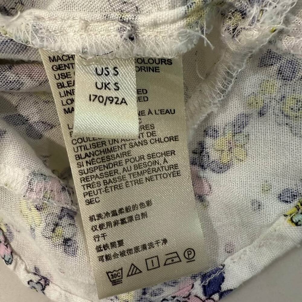 Free People Secret Garden CropTop Ruffled VNeck Womens Small White/Purple Floral - Picture 9 of 9